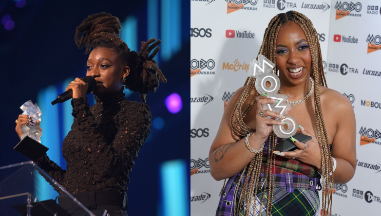 Little Simz and Nia Archives with their accolades at 2022's MOBO Awards
