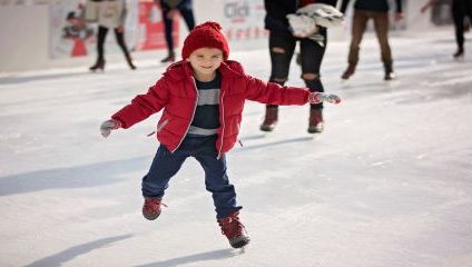 Child enjoys Blackpool seafront ice rink