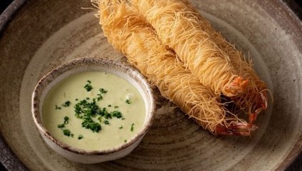 crispy fried prawns and wasabi mayonnaise