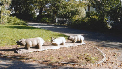 Stoneham Park Brighton Pig sculpture - pigs once roamed Stoneham Park, courtesy of the Duke of Portland! A legacy is this charming sculpture in the park of pigs.