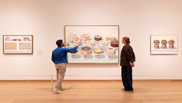 Installation view of Wayne Thiebaud. American Still Life at The Courtauld Gallery. Photo © Fergus Carmichael