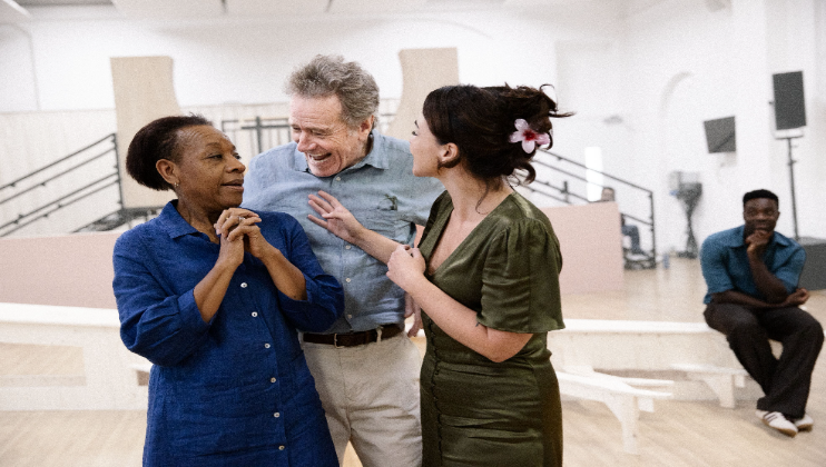 ALL MY SONS. Rehearsals. Marianne Jean-Baptiste, Bryan Cranston and Hayley Squires. Photo by Jan Versweyveld