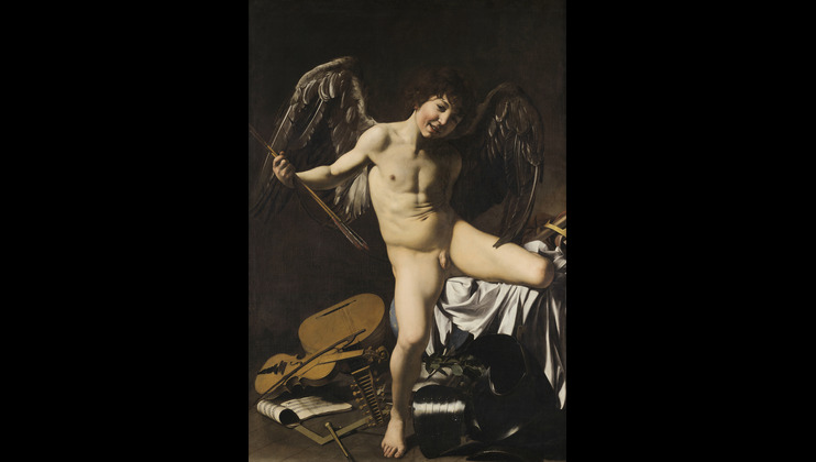 Caravaggio (Michelangelo Merisi), Cupid as Victor, 1601/02. Photo credits: Gemäldegalerie, Staatliche Museen zu Berlin / Image by Google; Public Domain Mark 1.0