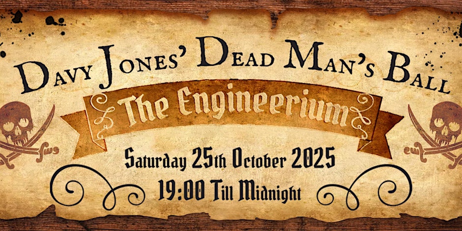 Pirate themed promotional poster for the Alchemist's Dead Man's Ball - a fantasy immersion Halloween experience.
