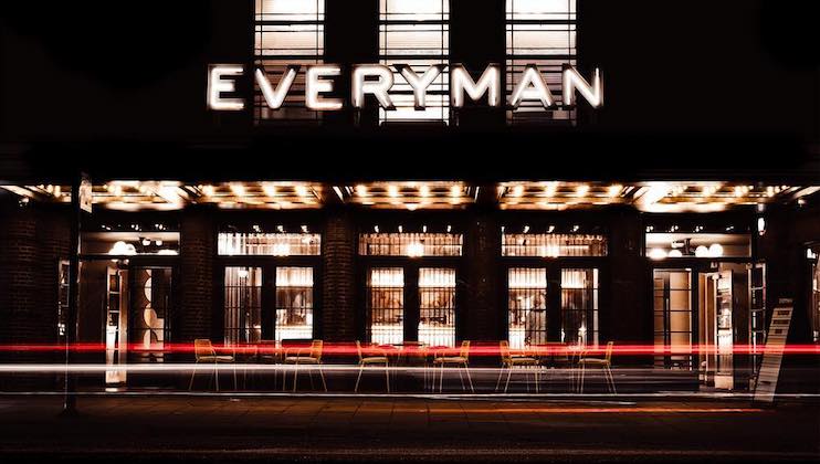 Neon sign on front of Everyman Cinema in York at night time