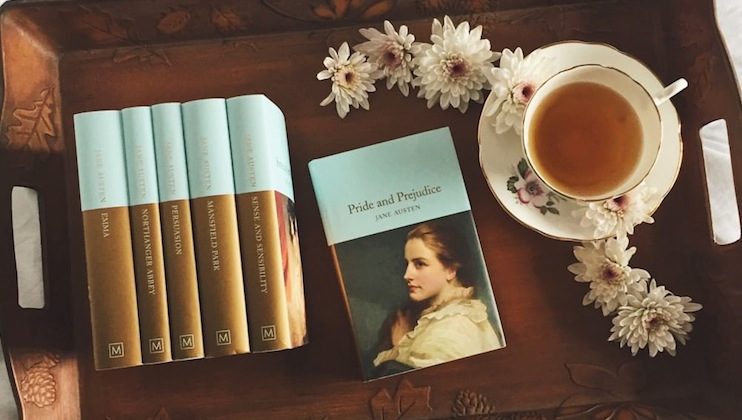 Image of the Jane Austen Collection from Macmillan Collector's Library by @emiesnook on Instagram