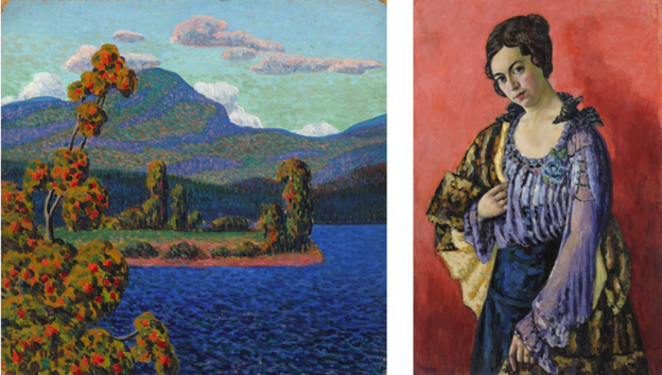 Konrad Mägi, Norwegian Landscape, 1909. Courtesy of the Art Museum of Estonia; Portrait of a Lady (Klaara Holst), 1916. Courtesy of the Art Museum of Estonia