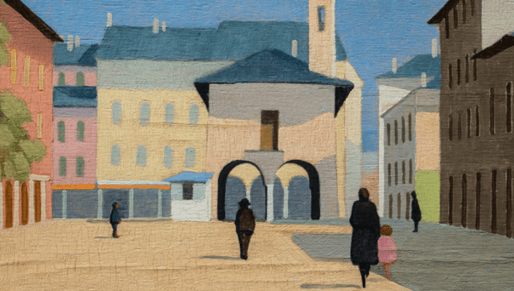 Untitled (The Market Square in Orta), 1929 Senza titolo (Piazza del mercato ad Orta) Oil on board, 17.5 x 24.5 cm Private collection