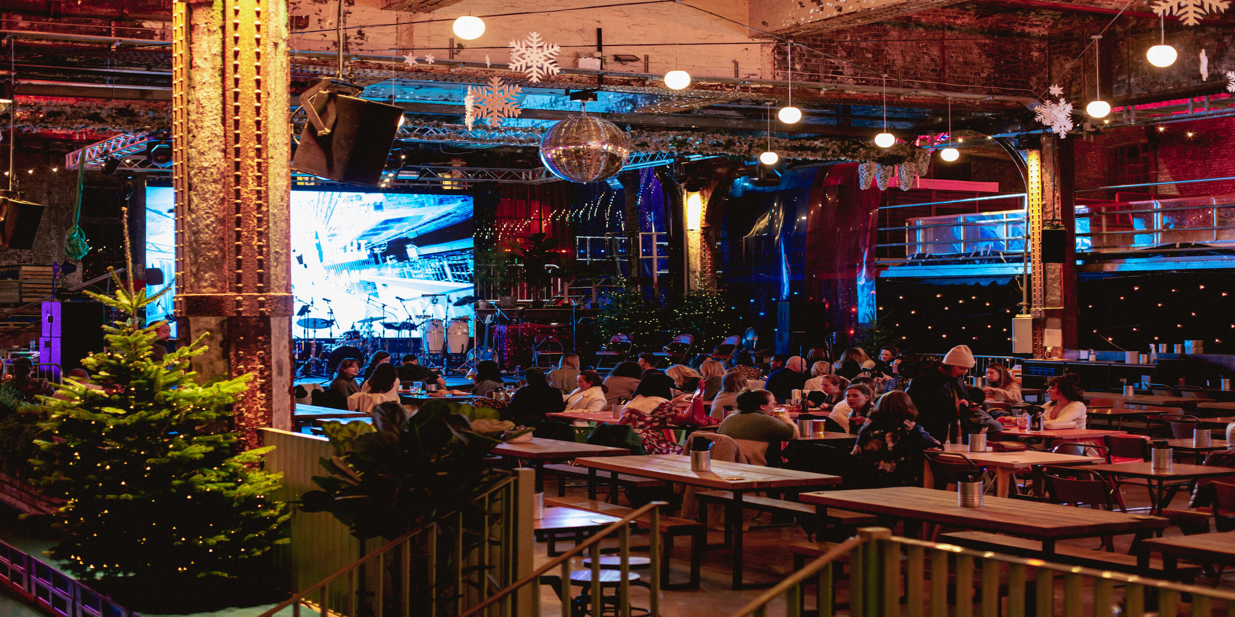 People enjoying a festive night out at the Freight Island
