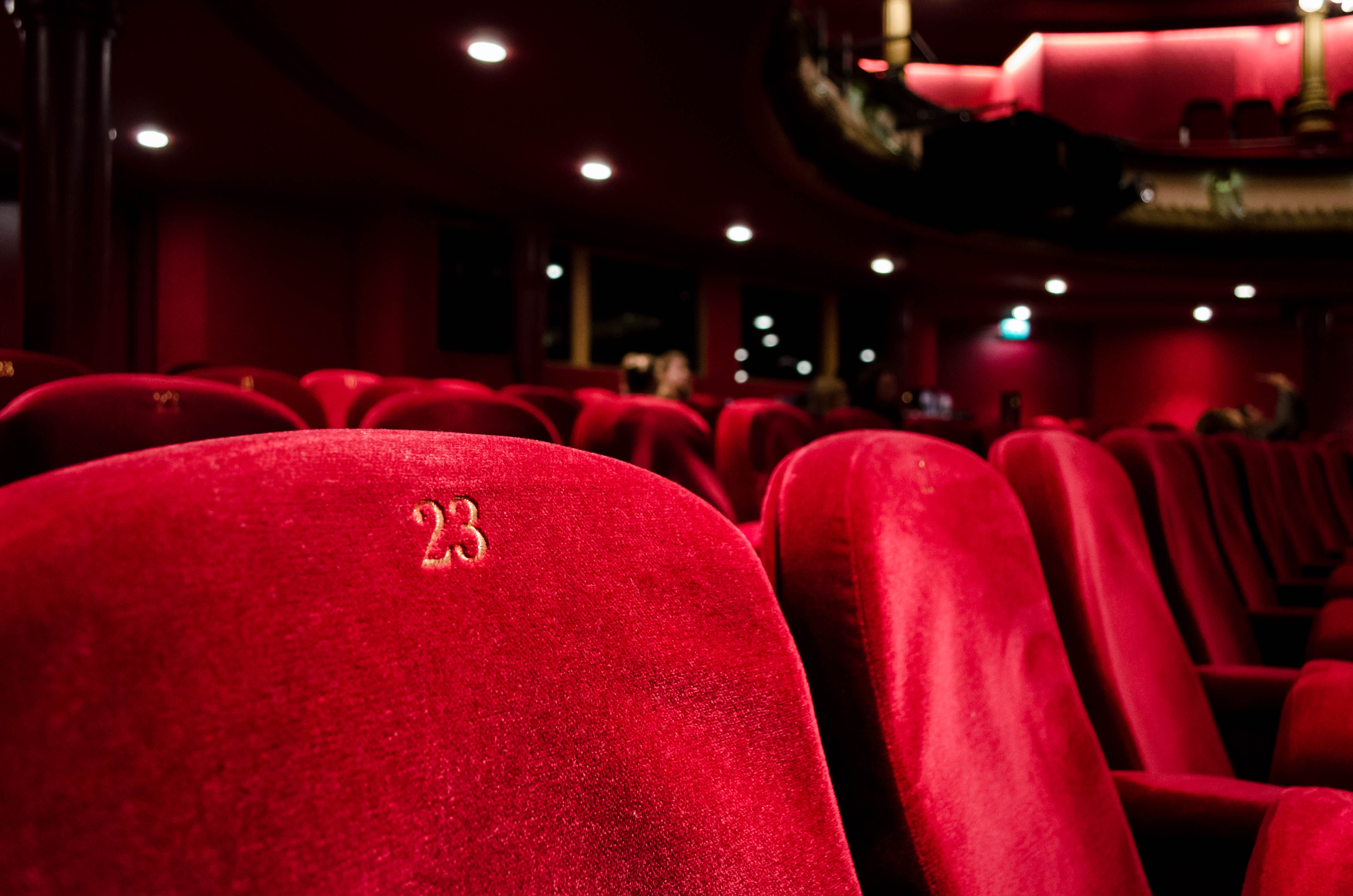 rows of red theatre seats in a theatre