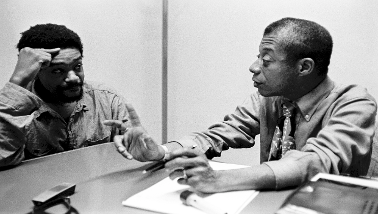 1969 - San Francisco, California, USA: James Baldwin interviews Black Panther Chairman Bobby Seale in the San Francisco City Jail. (Stephen Shames/Polaris) Copyright Stephen Shames-Courtesy Amar Gallery