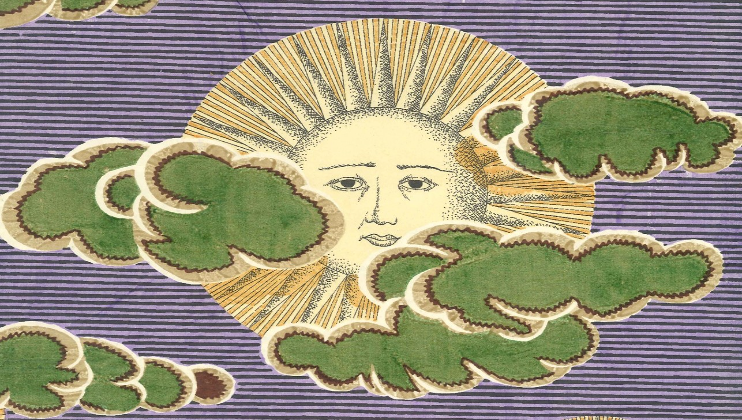 Print impression for Phoebus, by Mitzi Cunliffe for Liberty, screen-printed pigment on paper, 1959. Design is copyright © Liberty Fabric Limited [1959].